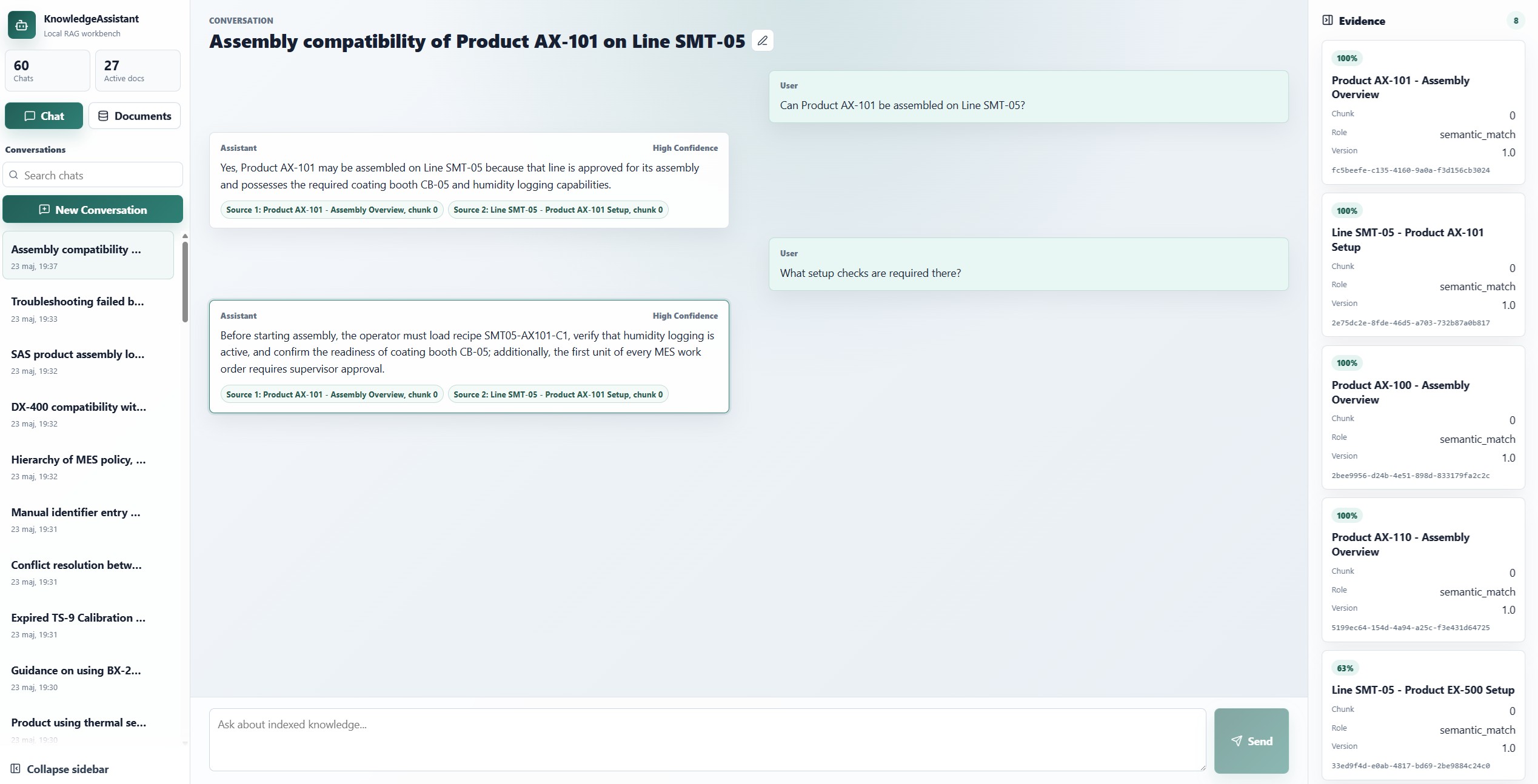 Demo aplikacji KnowledgeAssistant